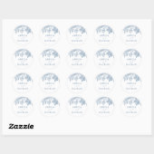 Sticker Rond Mariage Floral Vintage bleu (Feuille)