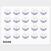 Sticker Rond Mariage floral violet élégant Favoriser le Merci (Feuille)