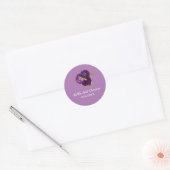Sticker Rond Mariage Floral Violet Et Or (Enveloppe)