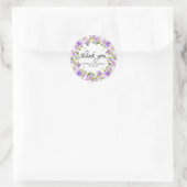 Sticker Rond Mariage floral violet rustique Favoriser le phoque (Sac)