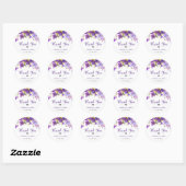 Sticker Rond Mariage Floral Violet Ultra Violet Favoriser le Me (Feuille)