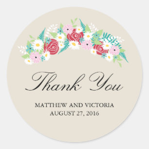 Sticker Rond Mariage Floral Wreath