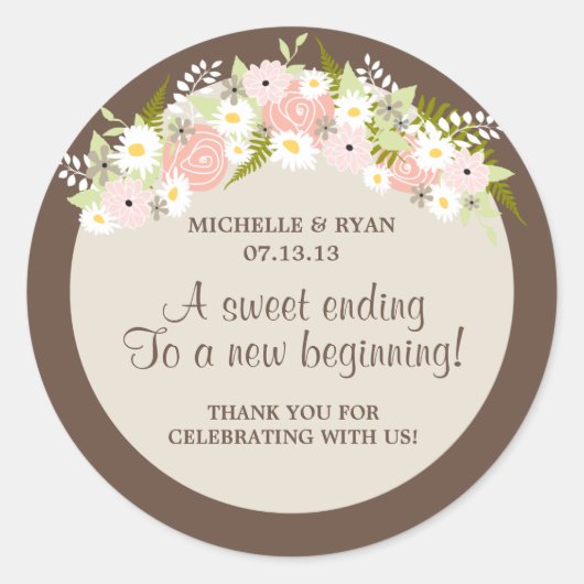 Sticker Rond Mariage Floral Wreath (Devant)