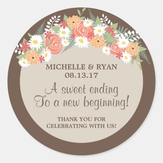 Sticker Rond Mariage Floral Wreath (Devant)