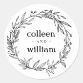 Sticker Rond Mariage folk Fleur sauvage rustique (Devant)
