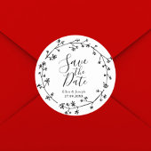 Sticker Rond Mariage Folk Rustique Fleur sauvage Enregistrer La