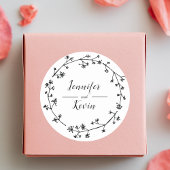 Sticker Rond Mariage folklorique Fleur sauvage rustique moderne