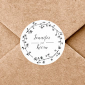 Sticker Rond Mariage folklorique Fleur sauvage rustique moderne