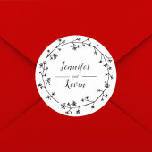 Sticker Rond Mariage folklorique Fleur sauvage rustique moderne