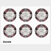 Sticker Rond Mariage foncé mauve et noir (Feuille)