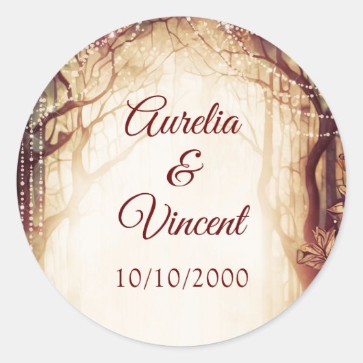 Sticker Rond Mariage forestier enchanté (Devant)