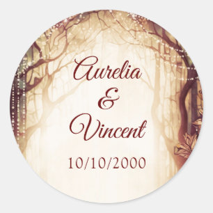 Sticker Rond Mariage forestier enchanté