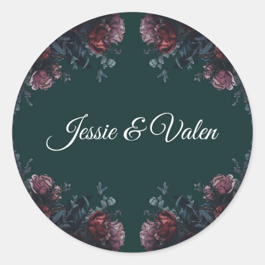Sticker Rond Mariage forestier vert (Devant)