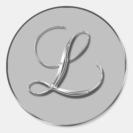 Sticker Rond Mariage Formel Argent Monogram L Sceau Invitation  (Devant)