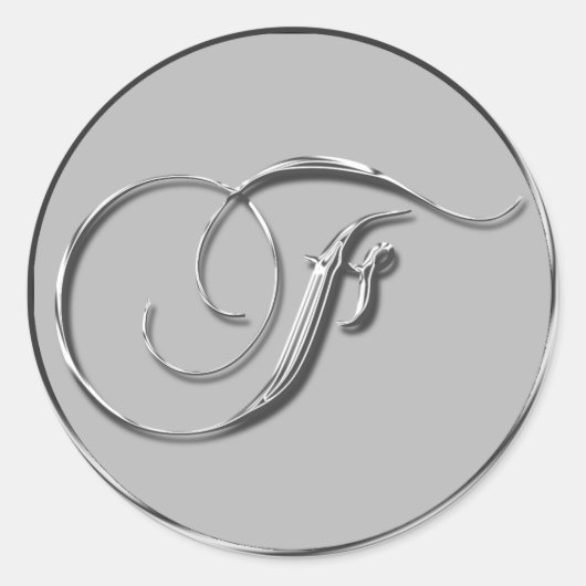 Sticker Rond Mariage Formel Argent Monogramme F Enveloppe Phoqu (Devant)