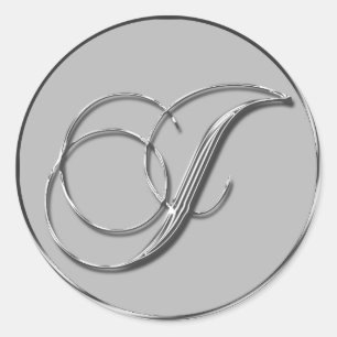 Sticker Rond Mariage Formel Argent Monogramme I Sceau