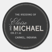 Sticker Rond Mariage Formel Calligraphie Noir Classique (Devant)