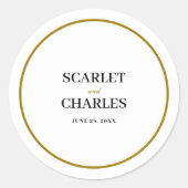 Sticker Rond Mariage Formel Classique Monogramme Noir Or (Devant)