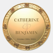 Sticker Rond Mariage frontière Rose sculpté brillant opulent (Devant)