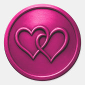 Sticker Rond Mariage Fuchsia Deux Cœurs Entrelacés (Devant)
