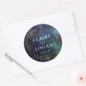 Sticker Rond Mariage Galaxie Céleste Nuit Étoilée (Enveloppe)