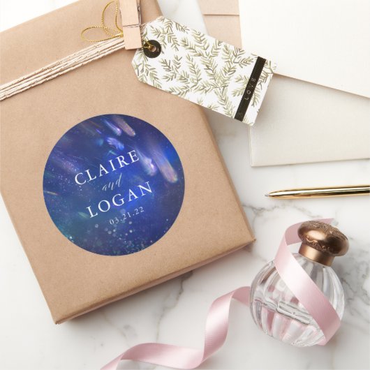 Sticker Rond Mariage Galaxie Étoiles Filantes (Cadeaux)