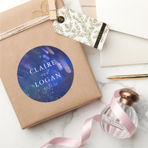 Sticker Rond Mariage Galaxie Étoiles Filantes Célestes