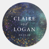 Sticker Rond Mariage Galaxie Nuit Étoilée Céleste (Devant)