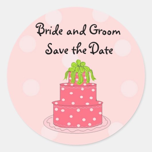 Sticker Rond Mariage Gâteau Enregistrer la date (Devant)