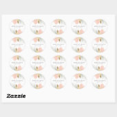 Sticker Rond Mariage géométrique Blush & Sage Aquarelle Or (Feuille)