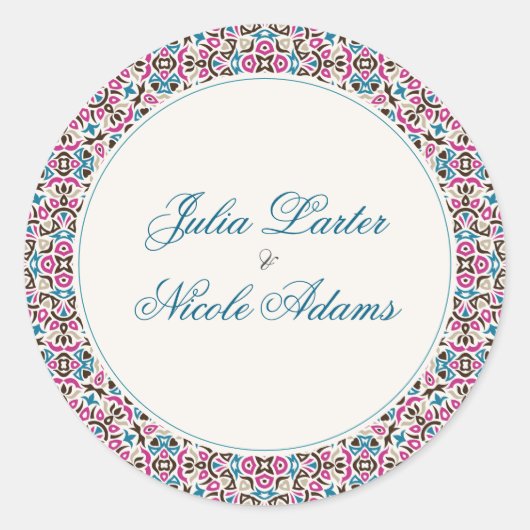 Sticker Rond Mariage géométrique en treillis marocain (Devant)