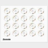Sticker Rond Mariage géométrique floral rose blush doré (Feuille)