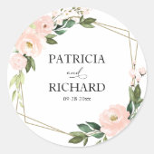 Sticker Rond Mariage géométrique floral rose doré (Devant)