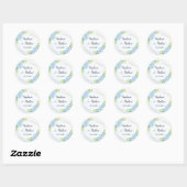 Sticker Rond Mariage géométrique moderne Blue Hydrangea (Feuille)