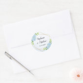 Sticker Rond Mariage géométrique moderne Blue Hydrangea (Enveloppe)