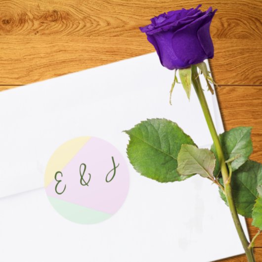 Sticker Rond Mariage géométrique Pastel Muet