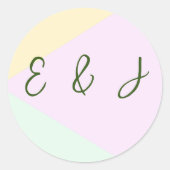 Sticker Rond Mariage géométrique Pastel Muet (Devant)