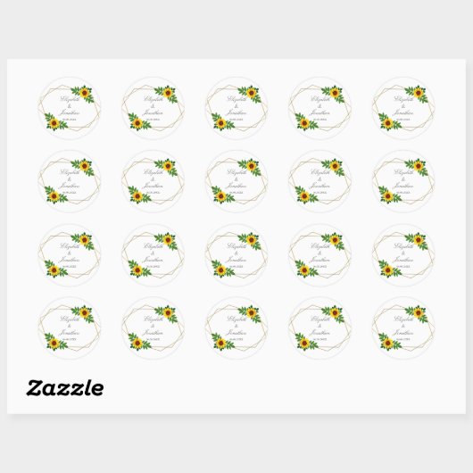Sticker Rond Mariage géométrique tournesol (Feuille)
