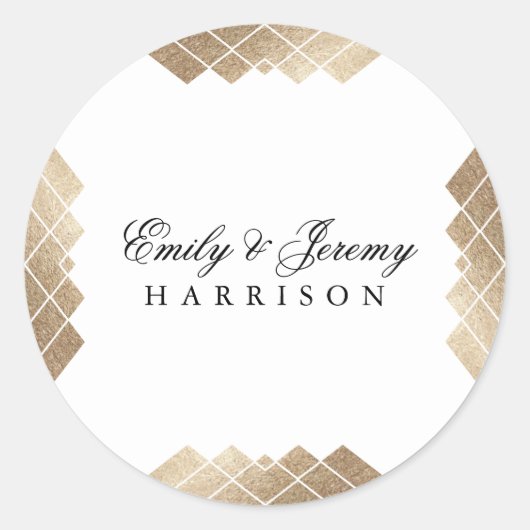 Sticker Rond Mariage géométrique White Gold Gatsby (Devant)