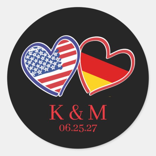 Sticker Rond Mariage Germano-Américain (Devant)