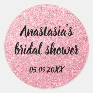Sticker Rond Mariage Glamour Rose Gold Pailleté Étincelles