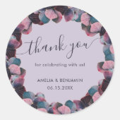 Sticker Rond Mariage Gold Blue Lavender Purple Hydrangeas (Devant)