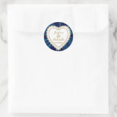 Sticker Rond Mariage Gold & Blue pour M. & Mme. | Personnaliser (Sac)