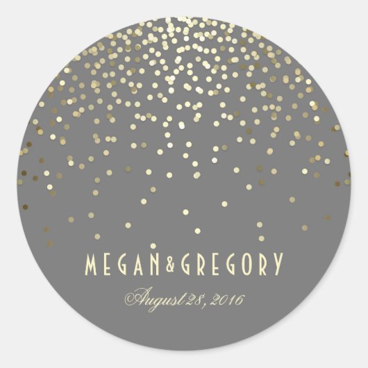 Sticker Rond Mariage Gold Confetti (Devant)