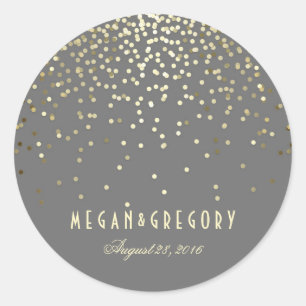 Sticker Rond Mariage Gold Confetti