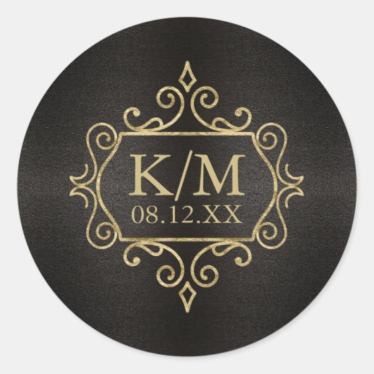 Sticker Rond Mariage Gold Filigree fin ID871 (Devant)