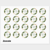 Sticker Rond Mariage Gold Foil & Green Palm Leaf Beach (Feuille)
