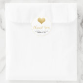 Sticker Rond Mariage Gold Heart Merci Script moderne (Sac)