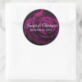 Sticker Rond Mariage gothique à fleurs violettes-rouges (Sac)