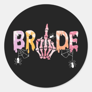 Sticker Rond Mariage gothique Éffrayant Halloween squelette mar